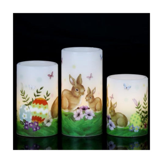 Easter Bunny Flameless Candles Battery Operated with 6 Hour Timer