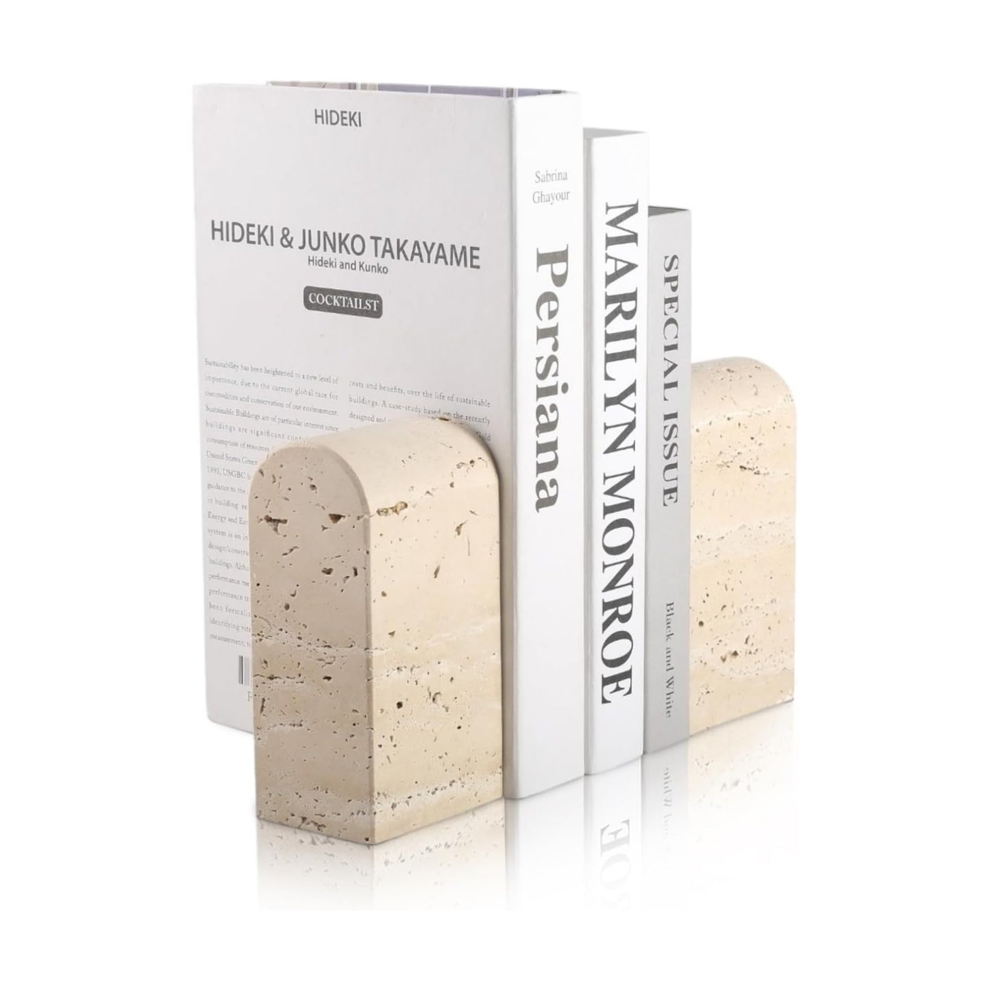 Decorative Book Ends / Light Beige Travertine