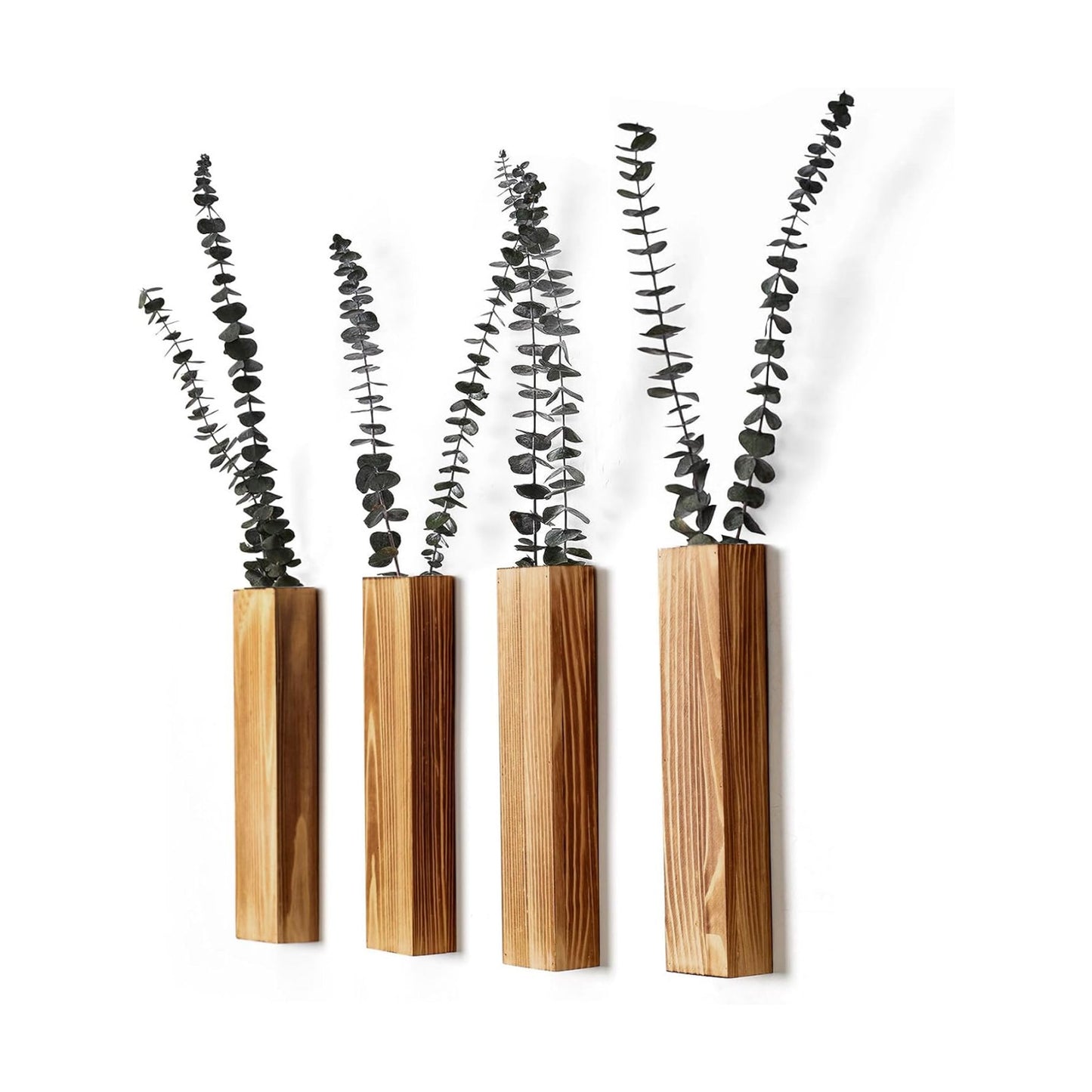 Wooden Wall Planter / Brown / 4 PC / Set of 4