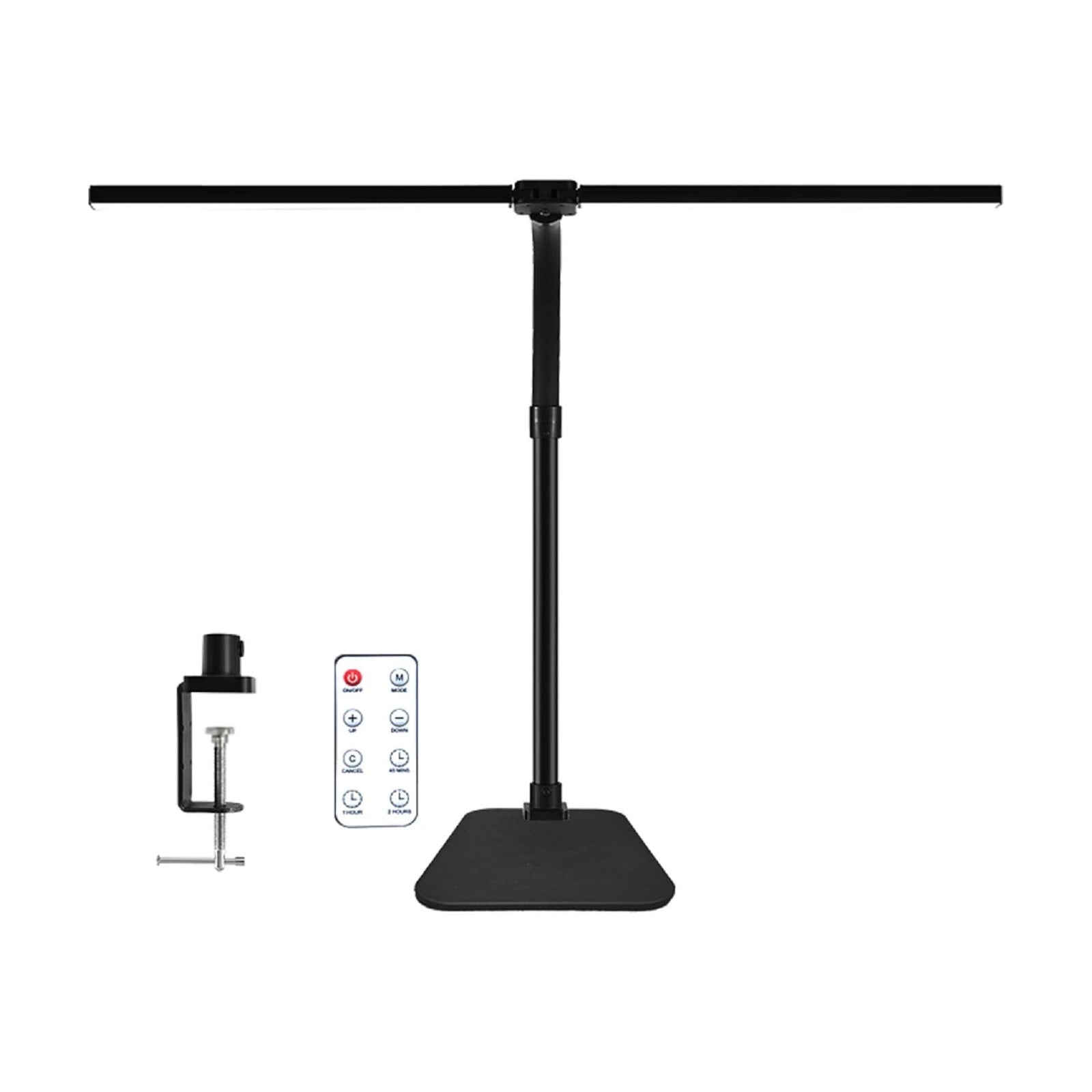 LED Desk Lamp with Clamp and Base, Dual Head Monitor Light | 24W Dimmable Eye-Caring Task Lamp with Timer, Anti-Glare