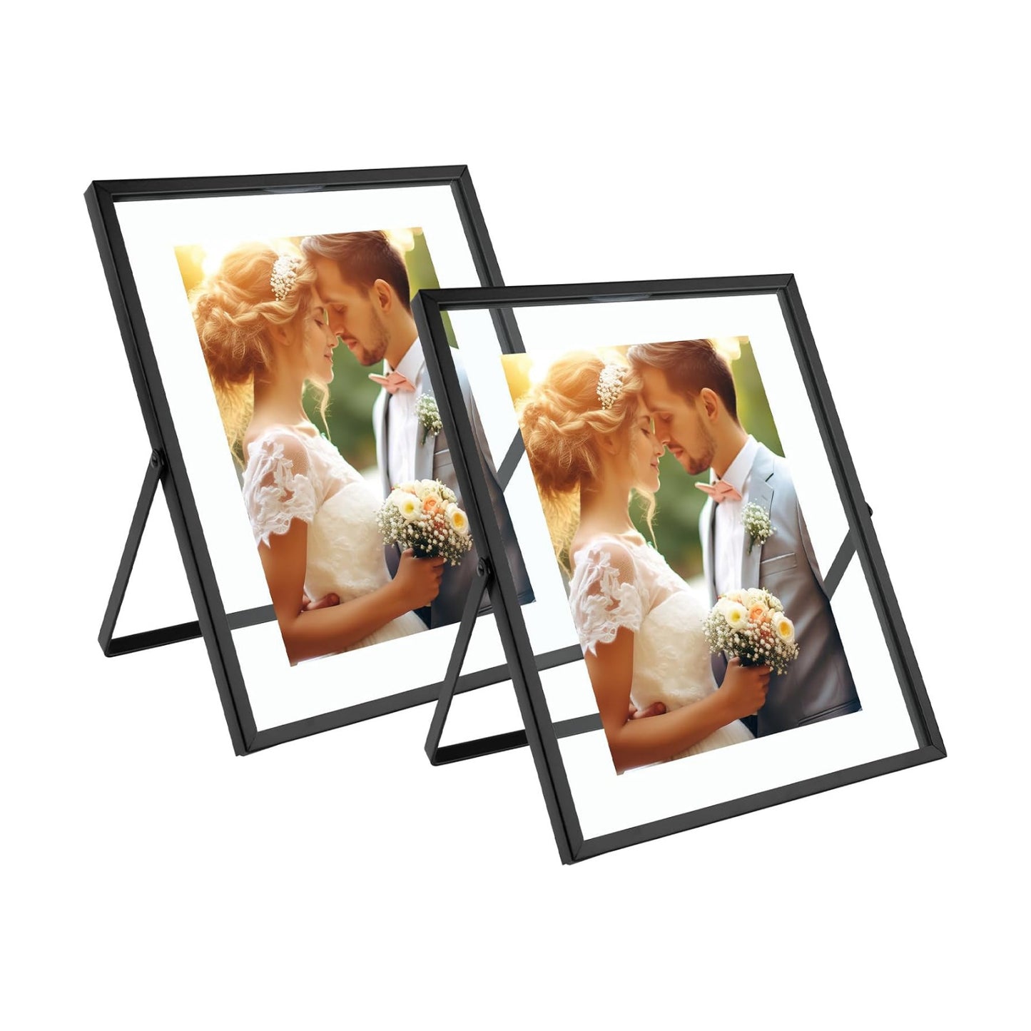 Metal Picture Frames / 8 x 10 / Vertical / Matte Black / Set of 2