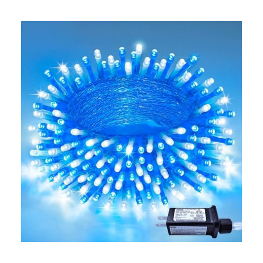 JMEXSUSS Connectable 100 LED Blue and White Christmas Lights with 8 Modes