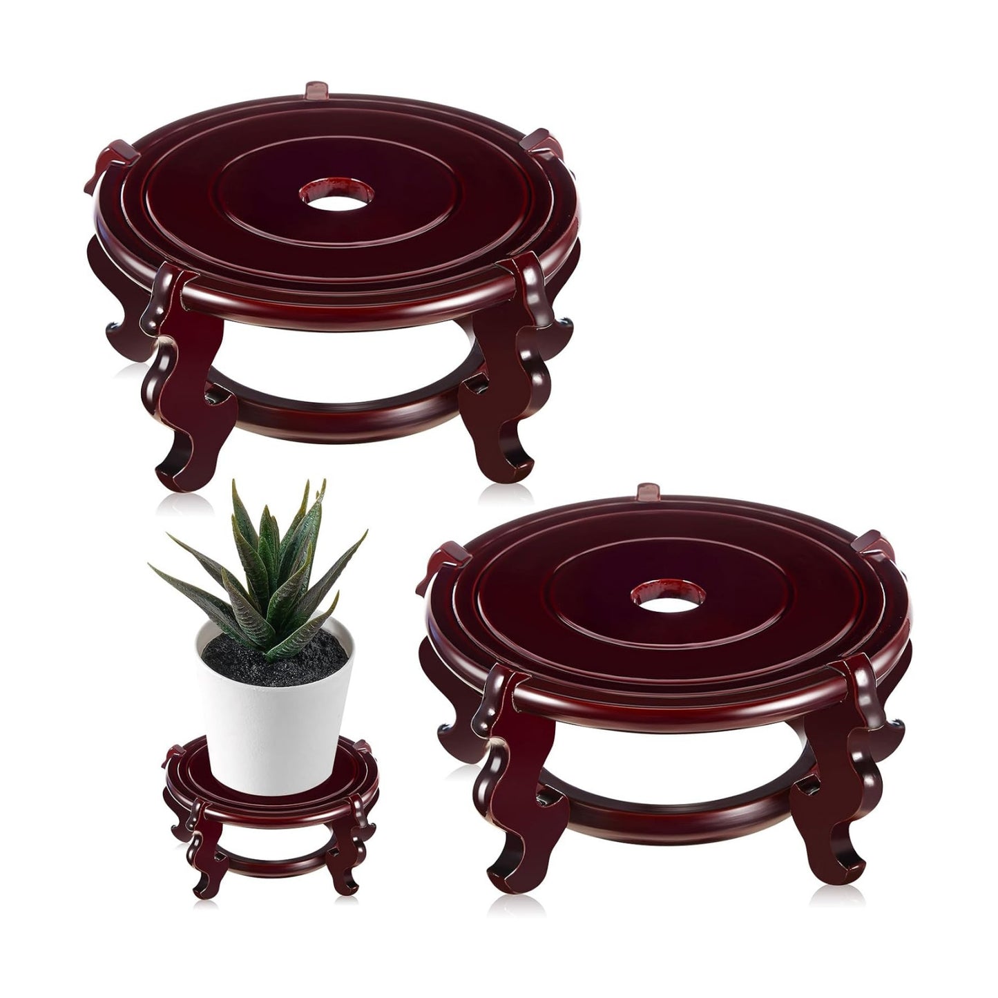 4 to in Wooden Plant Stands Indoor Chinese Oriental Plant Stand / 6 Inch / 12 Inch / Set of 2