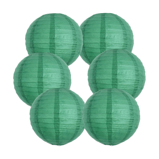 BEISHIDA 12 Inch Green Paper Lanterns 6 Packs Hanging Round Chinese Lantern