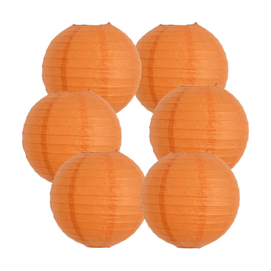 BEISHIDA 8 Inch Orange Paper Lanterns 6 Packs Hanging Round Chinese Lantern