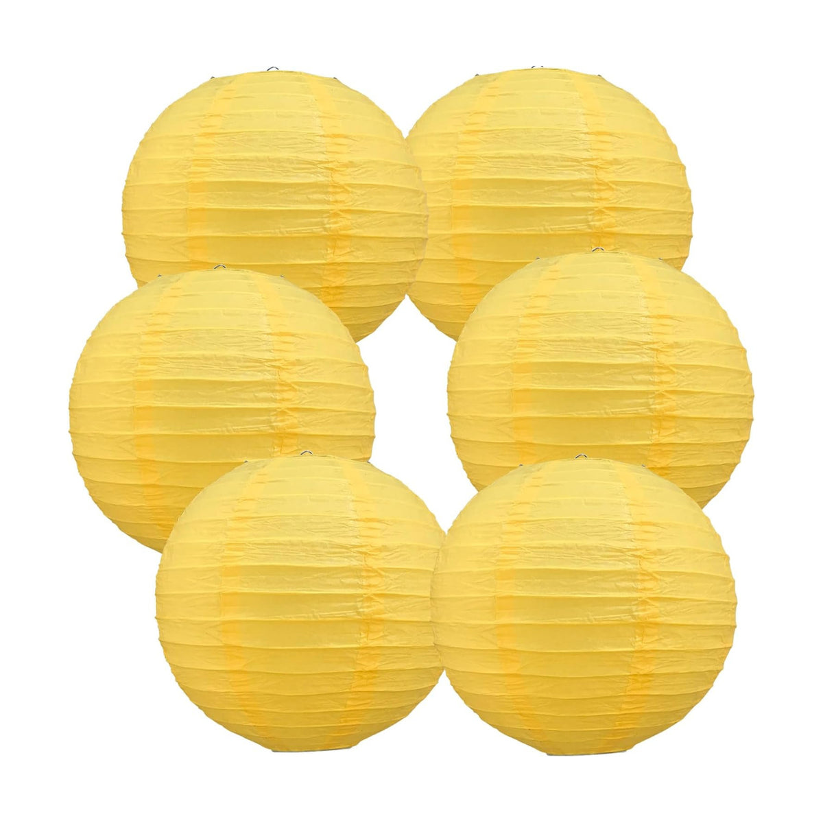BEISHIDA 6 Inch Yellow Paper Lanterns 6 Packs Hanging Round Chinese Lantern