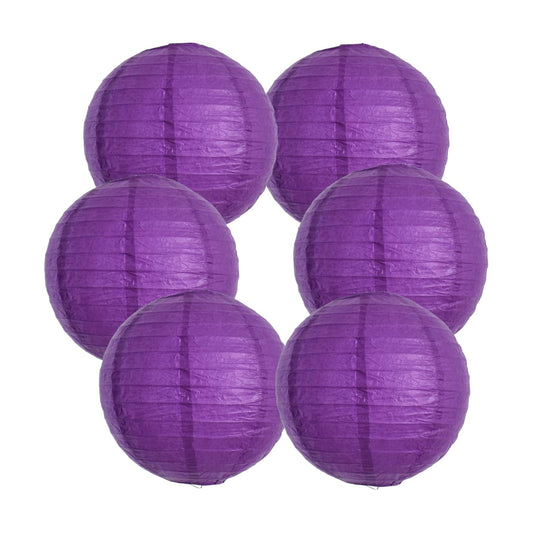 BEISHIDA 12 Inch Purple Paper Lanterns 6Packs Hanging Round Chinese Lantern