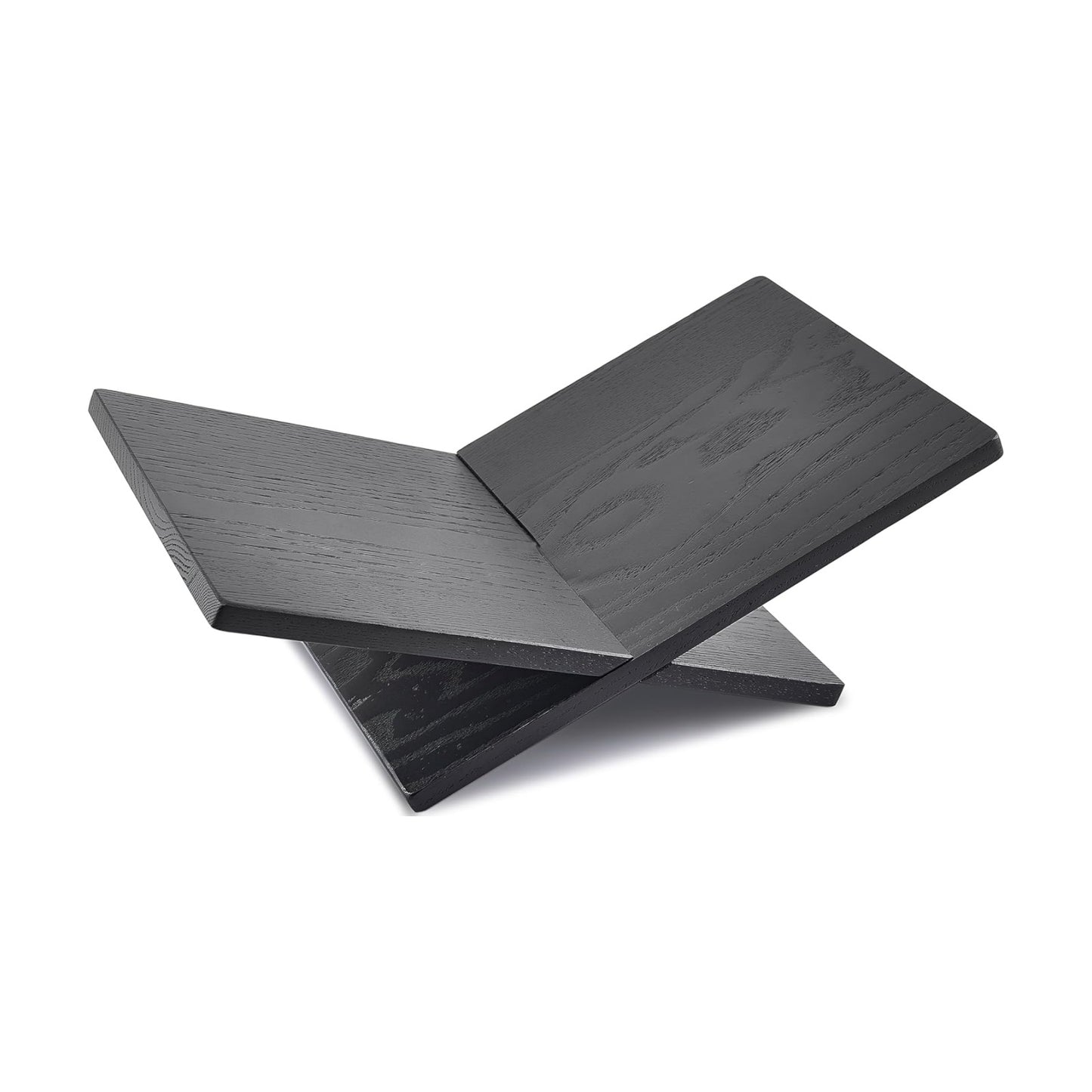 Honygebia Solid Oak Wood Book Stand, Cross Frame Open Display Holder | Solid Black Oak Wood, 14mm Thick Panels, 9.5"D x