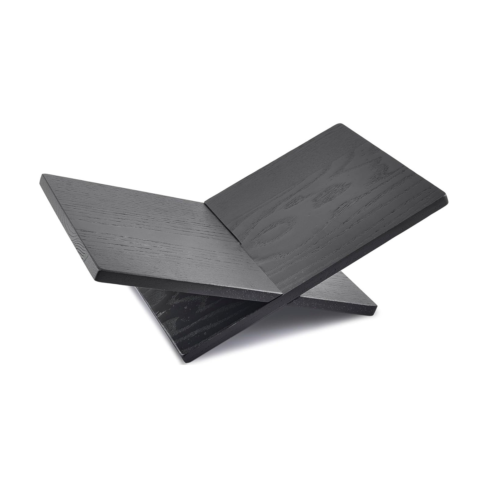 Honygebia Solid Oak Wood Book Stand, Cross Frame Open Display Holder | Solid Black Oak Wood, 14mm Thick Panels, 9.5"D x