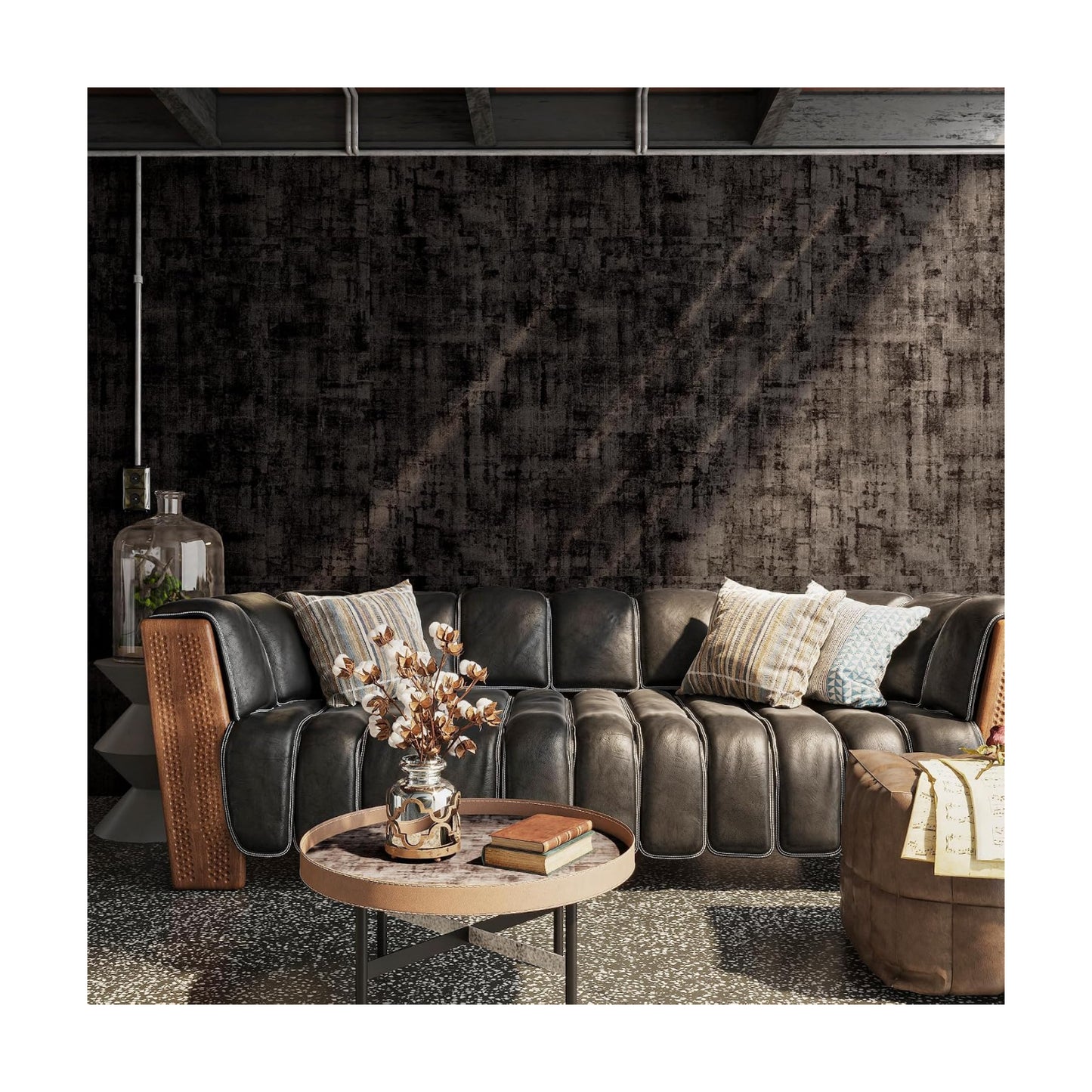 Industrial Style Wallpaper Extra Wide Concrete Wallpaper Grey Black / 31.5 x 157 / Black Grey