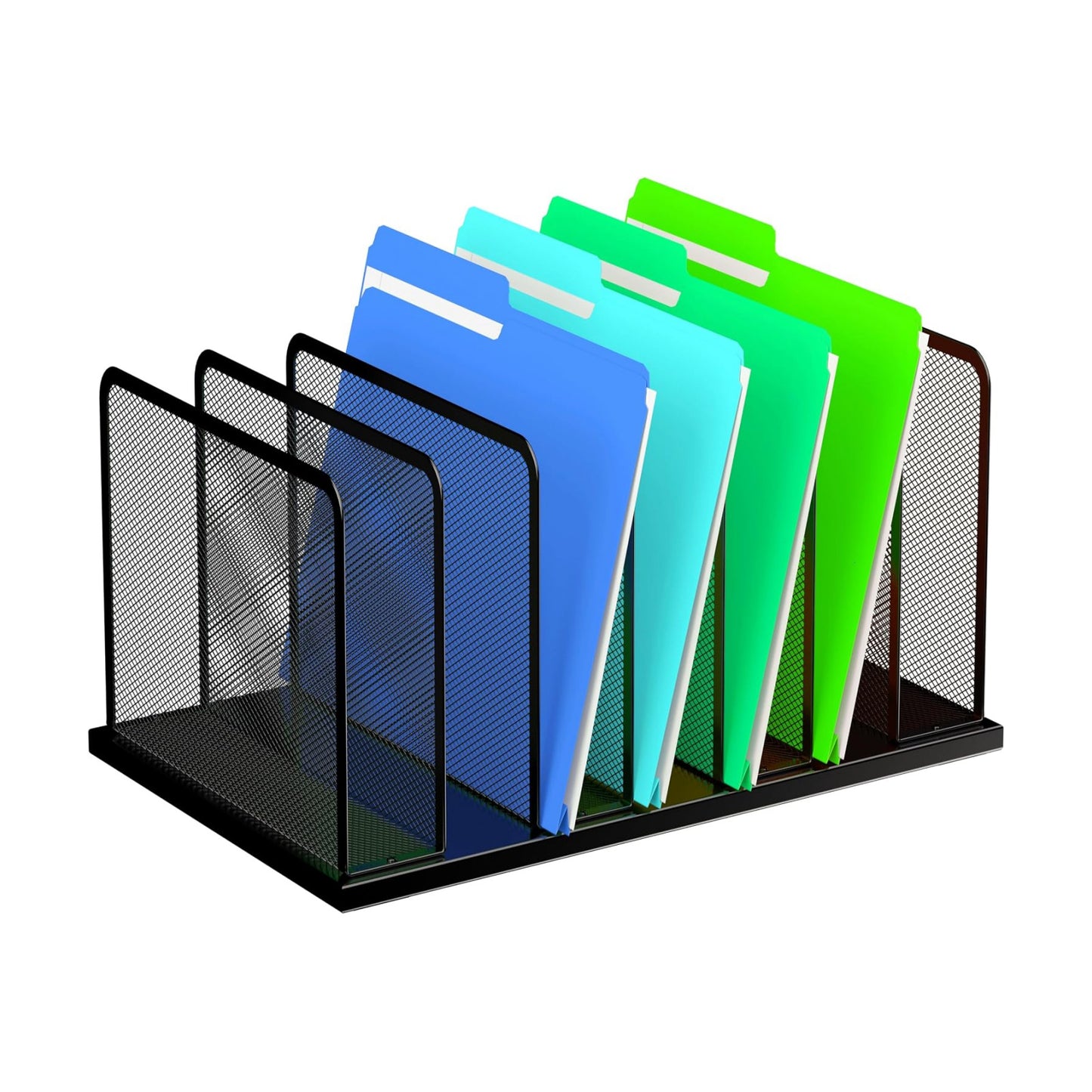Kuntine.B 7-Section Upright Desk File Organizer Black 1 Pack | Vertical, Mesh, Metal, Assembly, Stability, Sturdiness