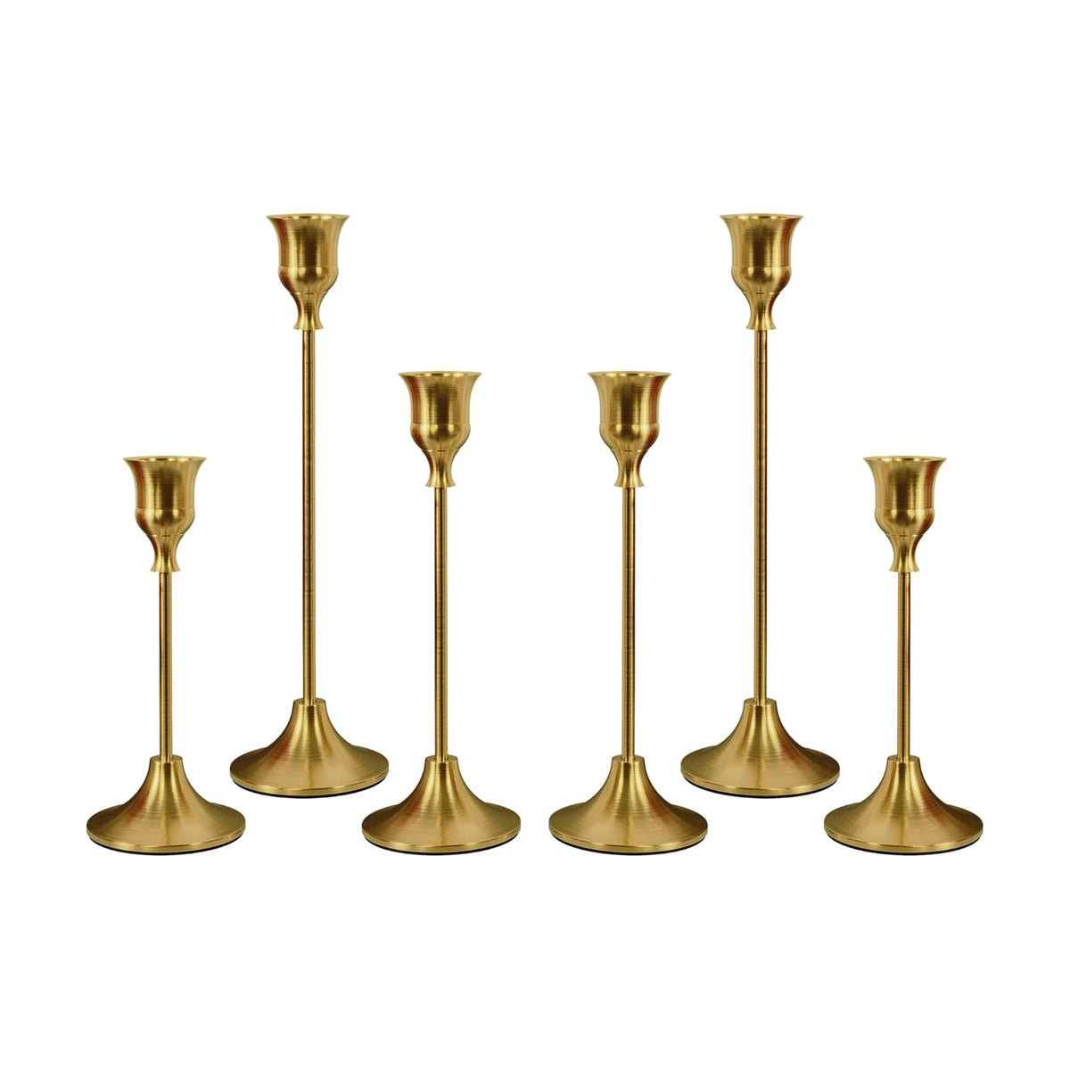 NLBTW Brass Gold Candlestick Holders, Metal Taper Candle Holder, Set of 6