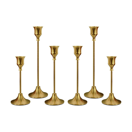 NLBTW Brass Gold Candlestick Holders, Metal Taper Candle Holder, Set of 6