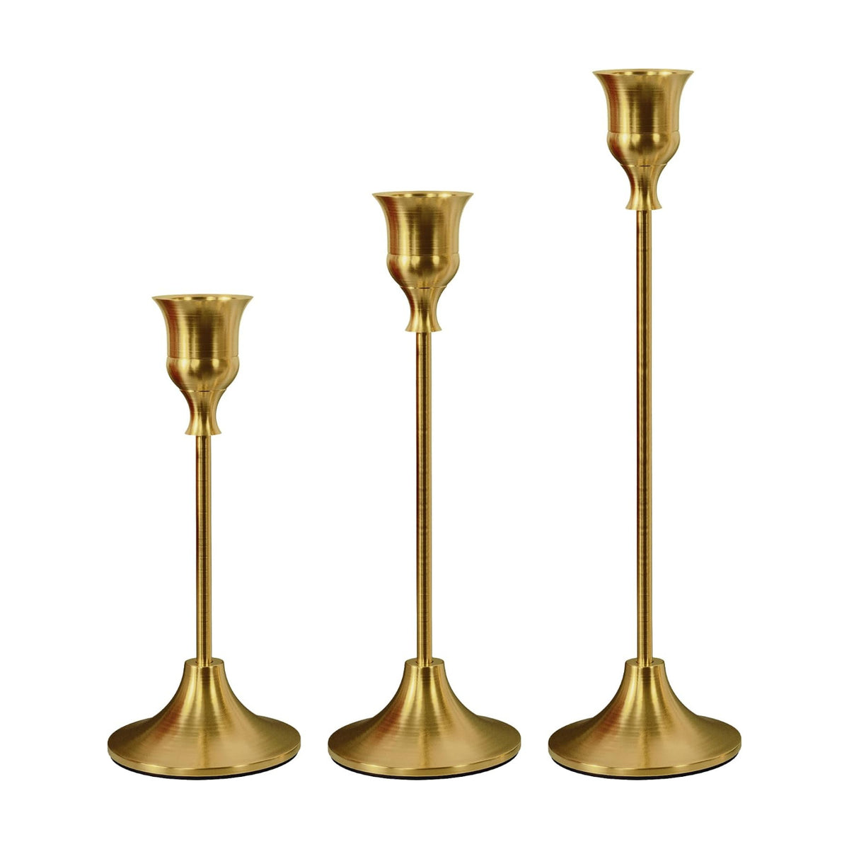 NLBTW Brass Gold Candlestick Holders, Metal Taper Candle Holder, Set of 3