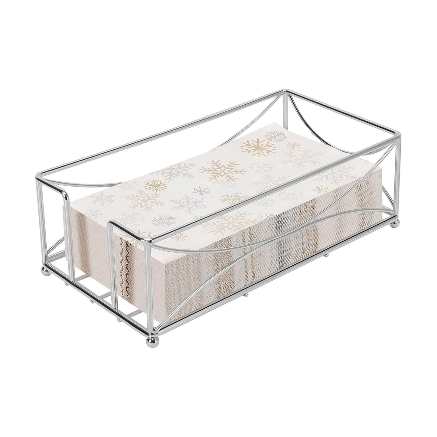 Bathroom Paper Hand Towel Storage Modern Napkin Tray Caddy for Countertop / Chrome / Metal