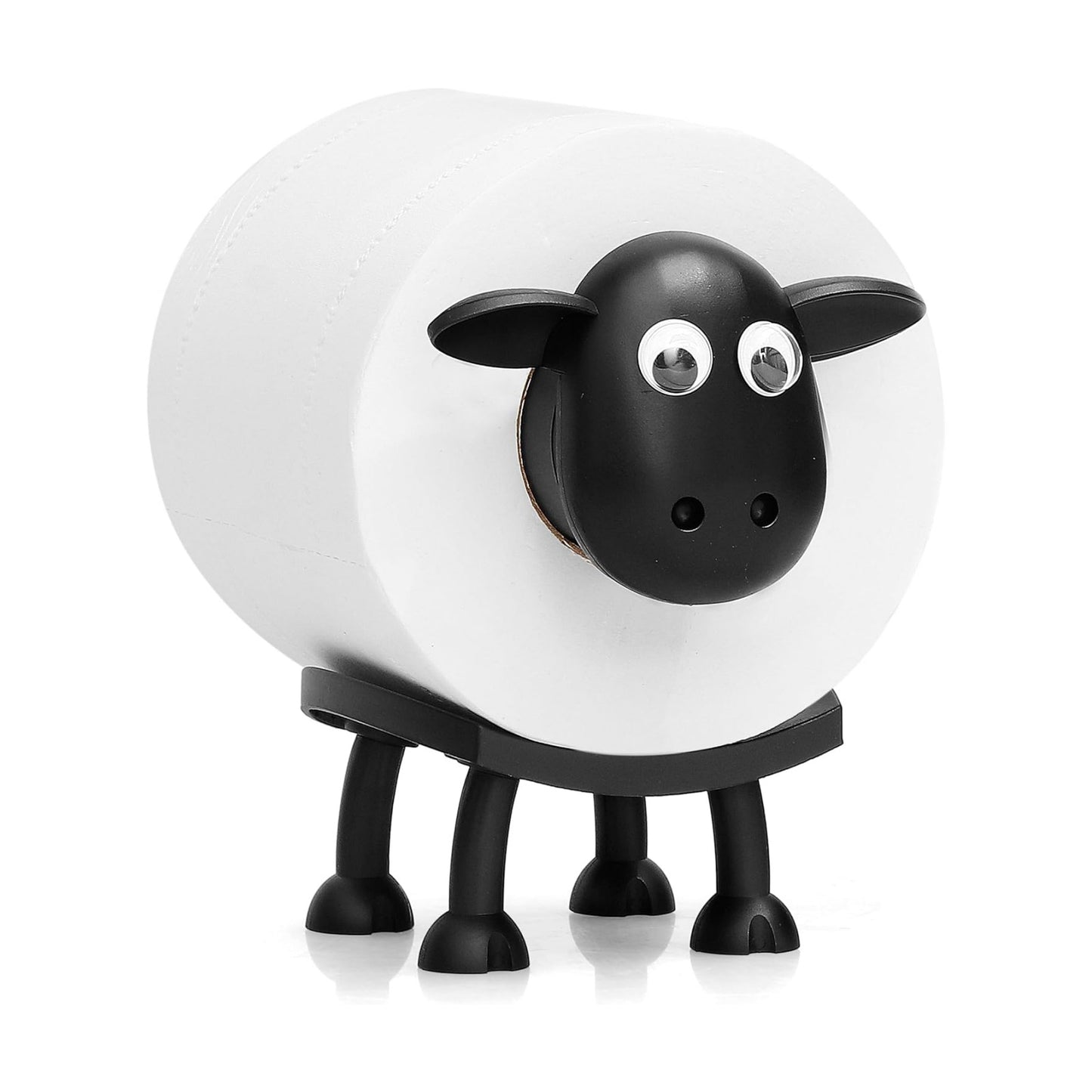 VELENTI Sheep Toilet Roll Holder - Funny Toilet Paper Holder Free Standing Bathroom Set - 3D Printed Black Sheep Loo
