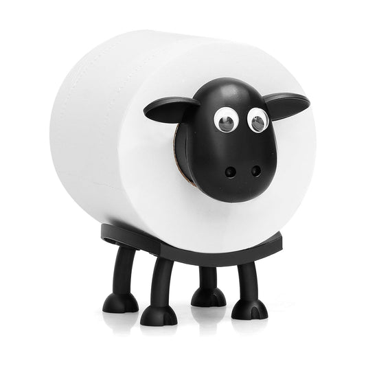 VELENTI Sheep Toilet Roll Holder - Funny Toilet Paper Holder Free Standing Bathroom Set - 3D Printed Black Sheep Loo
