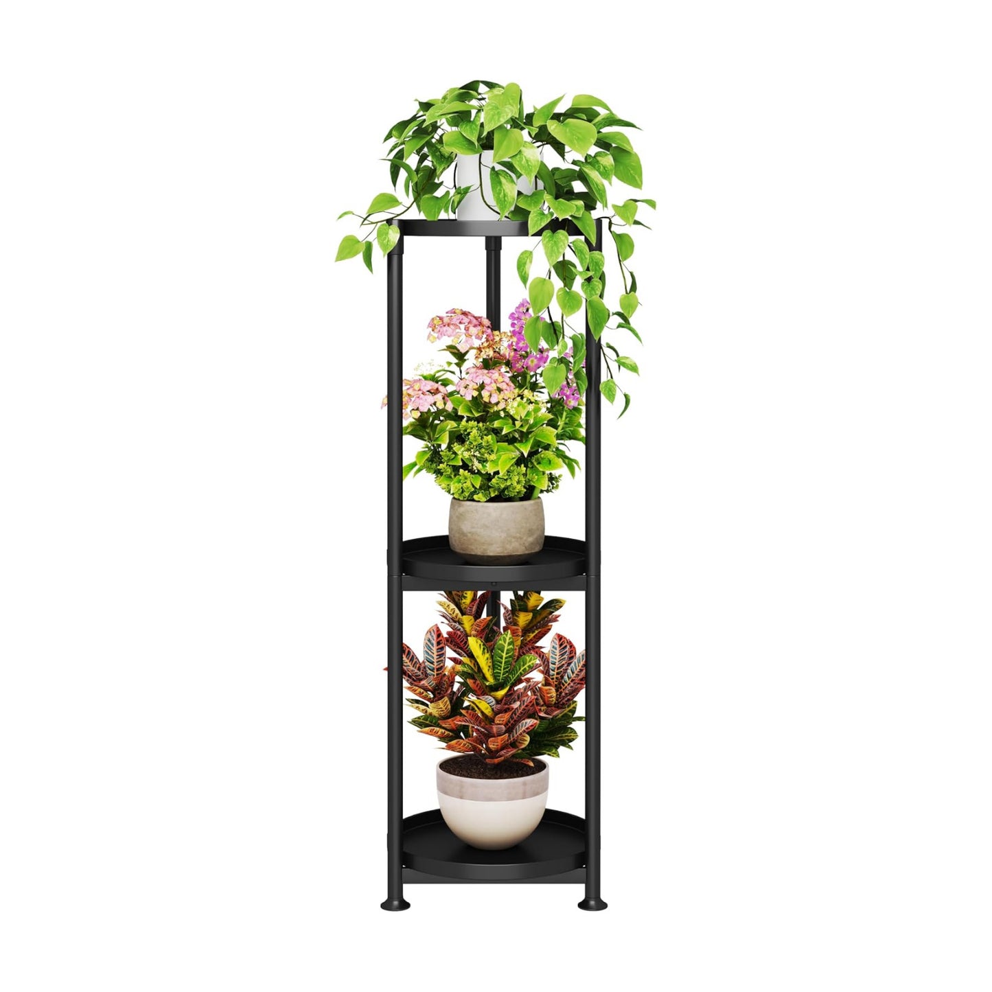 SYQ 3 Tier Plant Stand Indoor Outdoor - 34'' Extra-Tall Metal Plant Stands for Potted Plants Multiple Tiered Plant