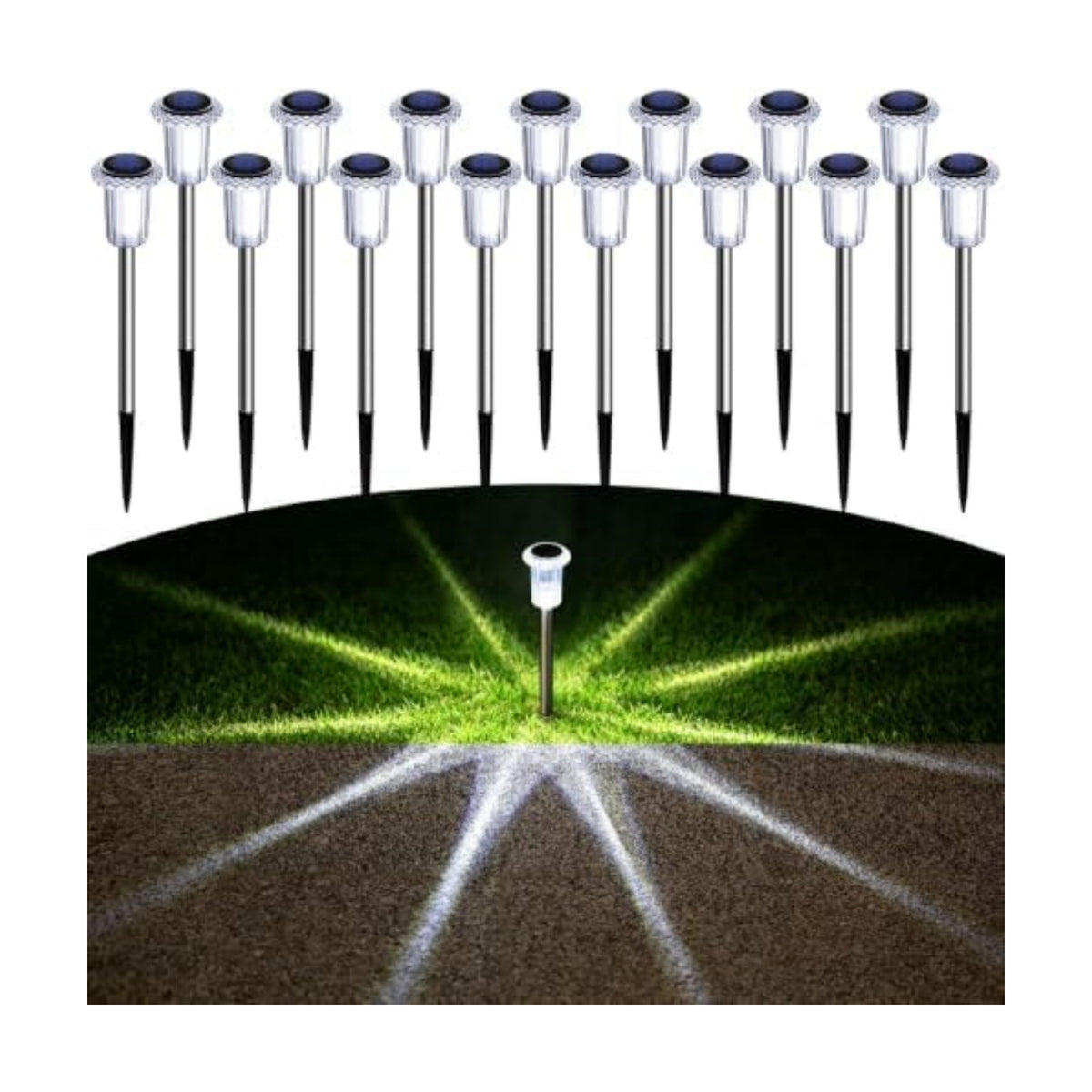 DenicMic Solar Pathway Lights Outdoor Waterproof Cold White LED 15 Pack
