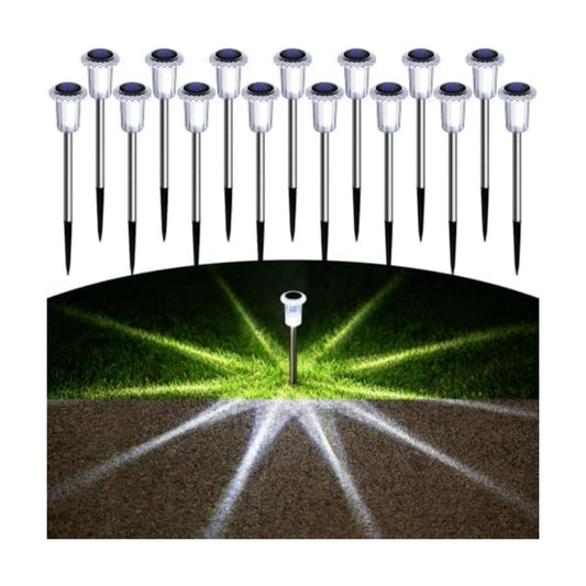 DenicMic Solar Pathway Lights Outdoor Waterproof Cold White LED 15 Pack