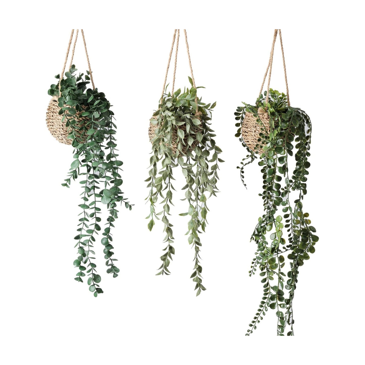 Mini Artificial Hanging Greenary Fake Hanging Plants in Basket / Hanging-a / Set of 3