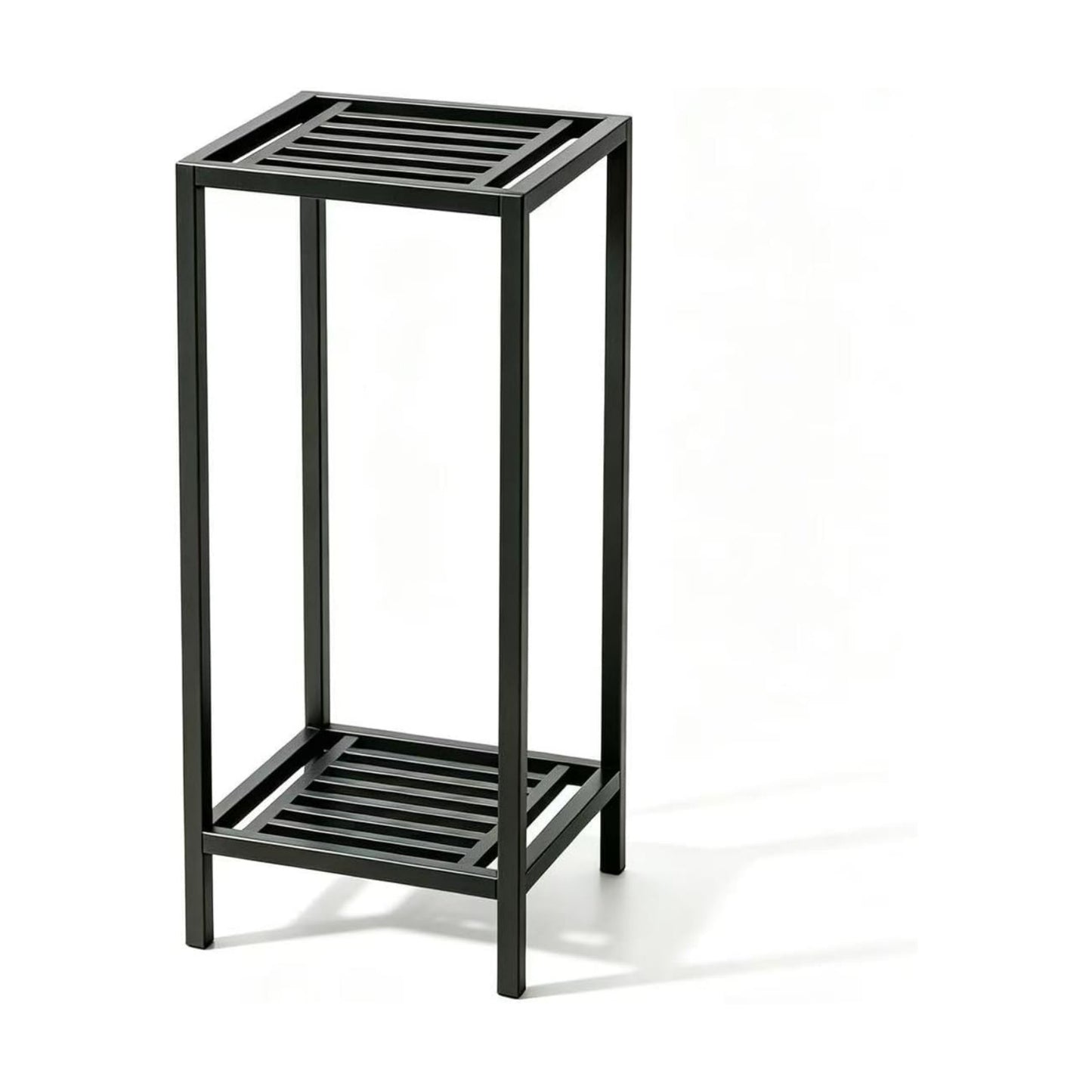 Zhongma 2 Tier 30" Tall Indoor Outdoor Plant Stand, 12 L x 12 W x 30 H inch, Heavy Duty Square Metal Flower Stand for