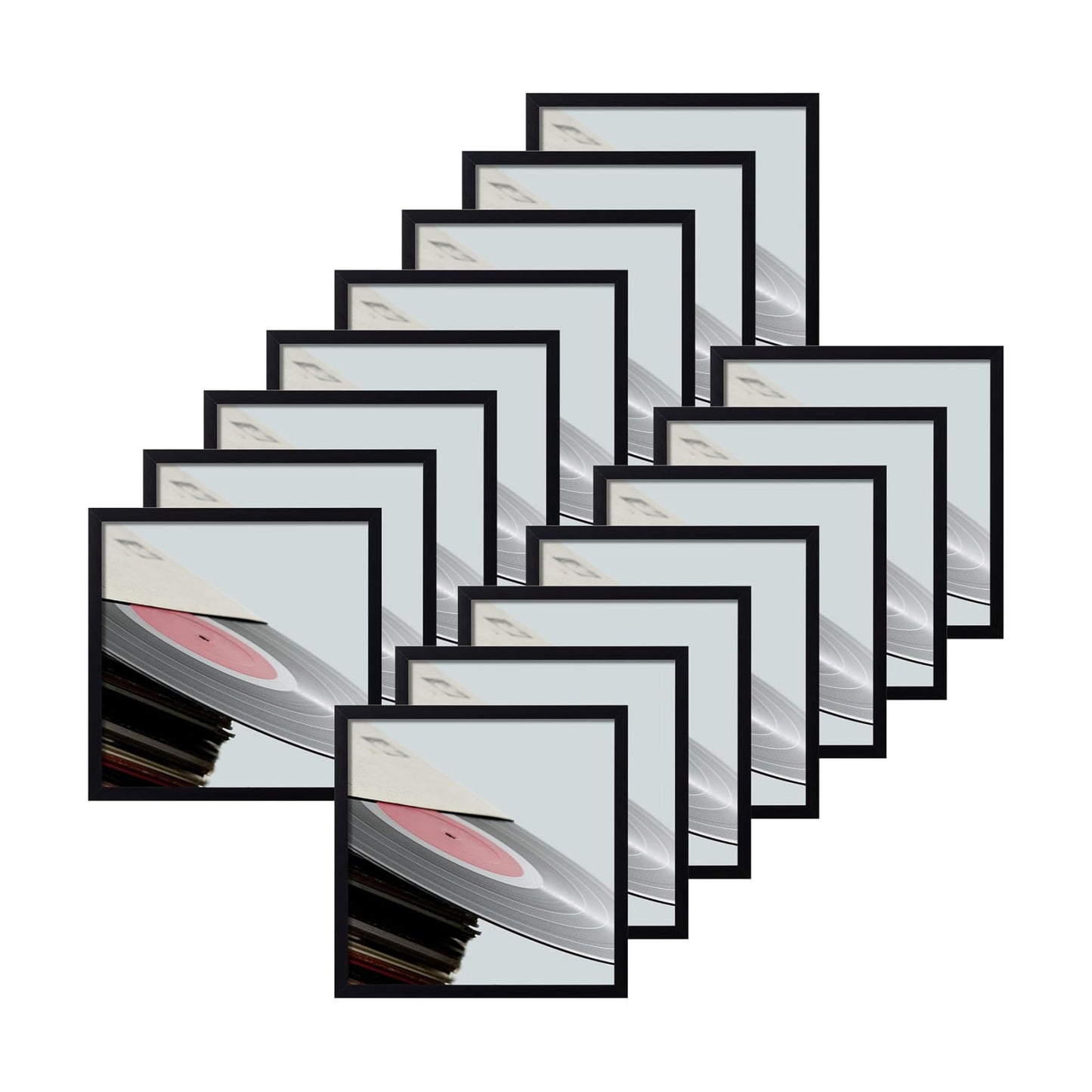 eletecpro Vinyl Record Frame, 12.5 x 12.5 in, Black, 15 Pack | Fits 12x12 LP and Album Cover, Easy Wall Mount, Acrylic