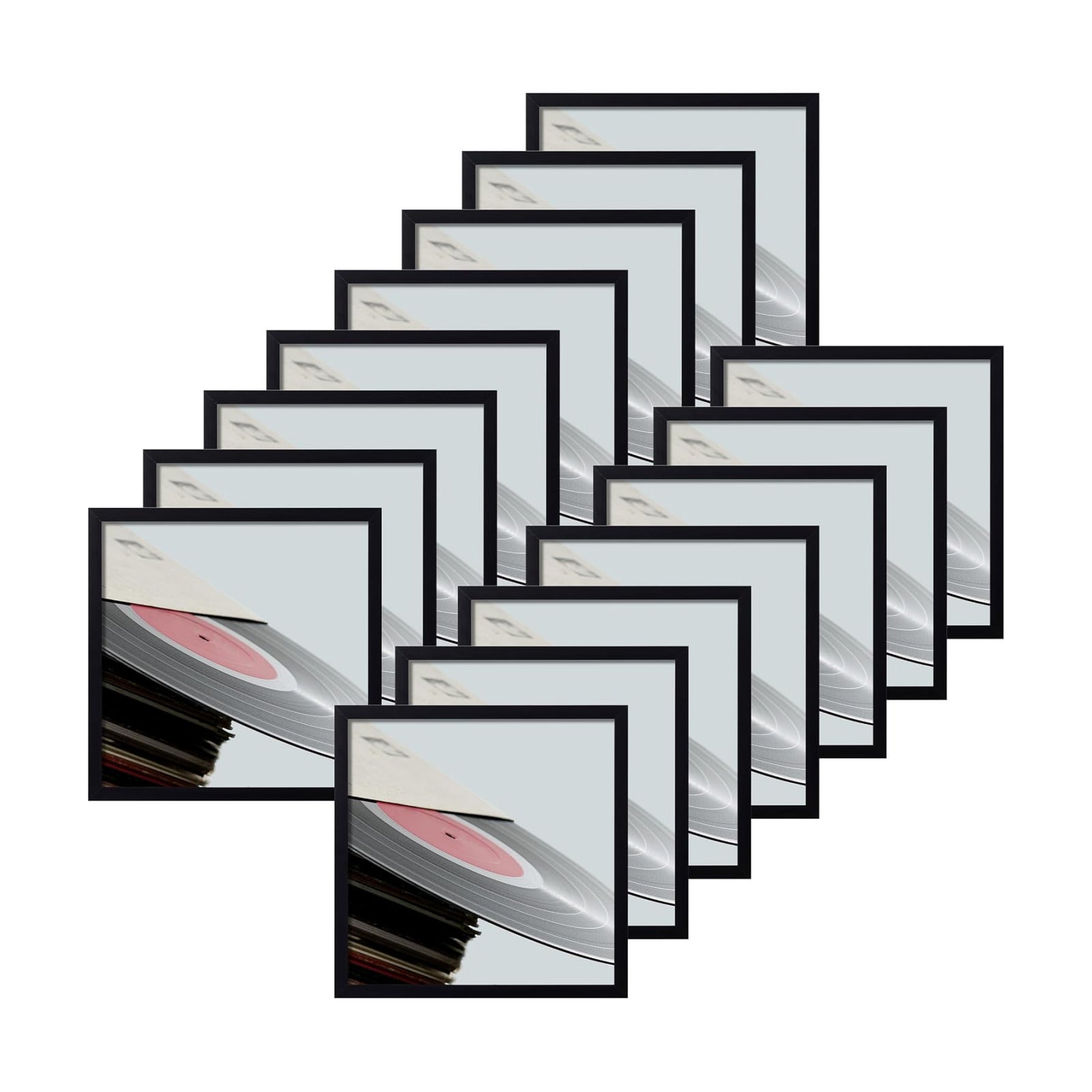 eletecpro Vinyl Record Frame, 12.5 x 12.5 in, Black, 15 Pack | Fits 12x12 LP and Album Cover, Easy Wall Mount, Acrylic