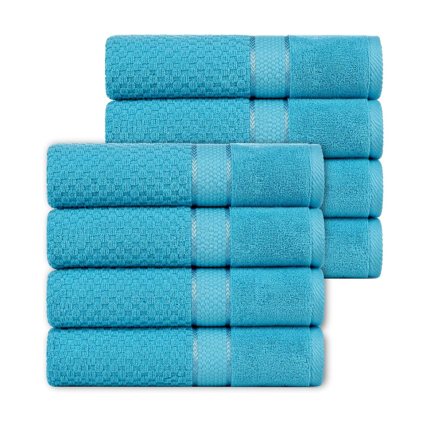 100% Cotton Hand Towels 18x28 Inches, Popcorn Textured, Soft & Absorbent, Quick Dry, Set of 8, Sky Blue