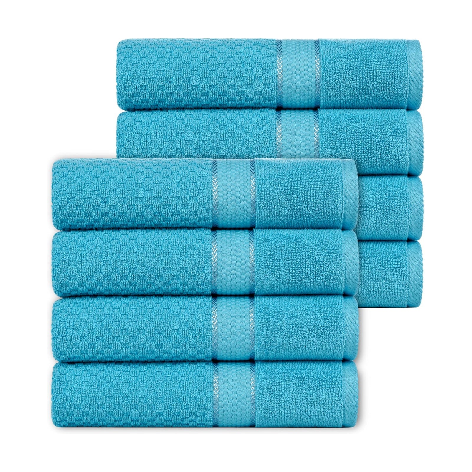 100% Cotton Hand Towels 18x28 Inches, Popcorn Textured, Soft & Absorbent, Quick Dry, Set of 8, Sky Blue