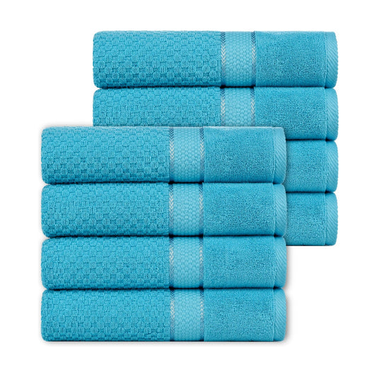 100% Cotton Hand Towels 18x28 Inches, Popcorn Textured, Soft & Absorbent, Quick Dry, Set of 8, Sky Blue