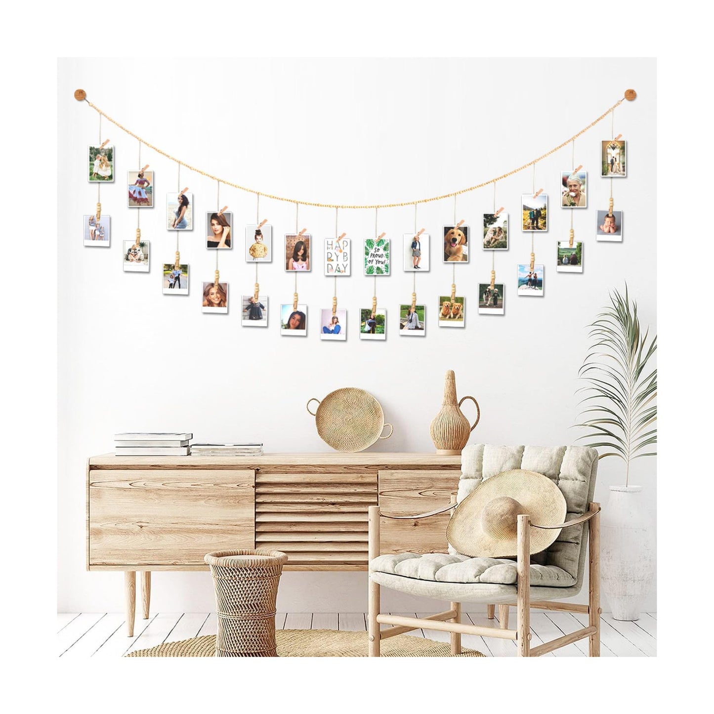 Wooden Beads Garland / 8ft Nature
