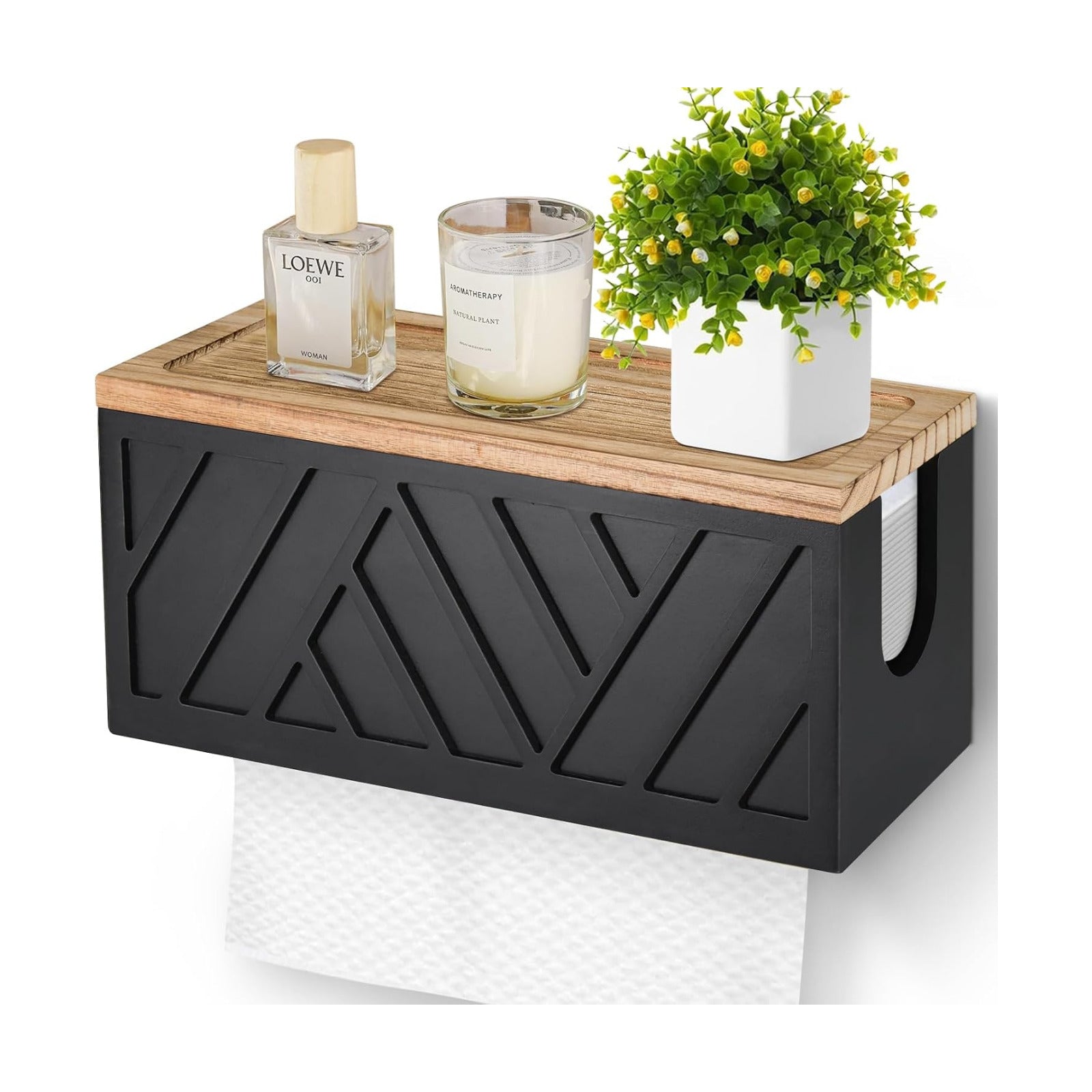 Paper Towel Dispenser Wall Mount, Paper Towel Holder Wall Mounted with Lid, Solid Wood Commercial C-Fold, Z-Fold
