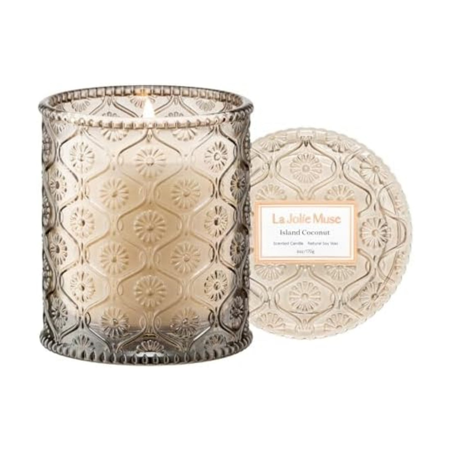 LA JOLIE MUSE Island Coconut Vanilla Scented Candles for Home, Soy, 40 Hrs