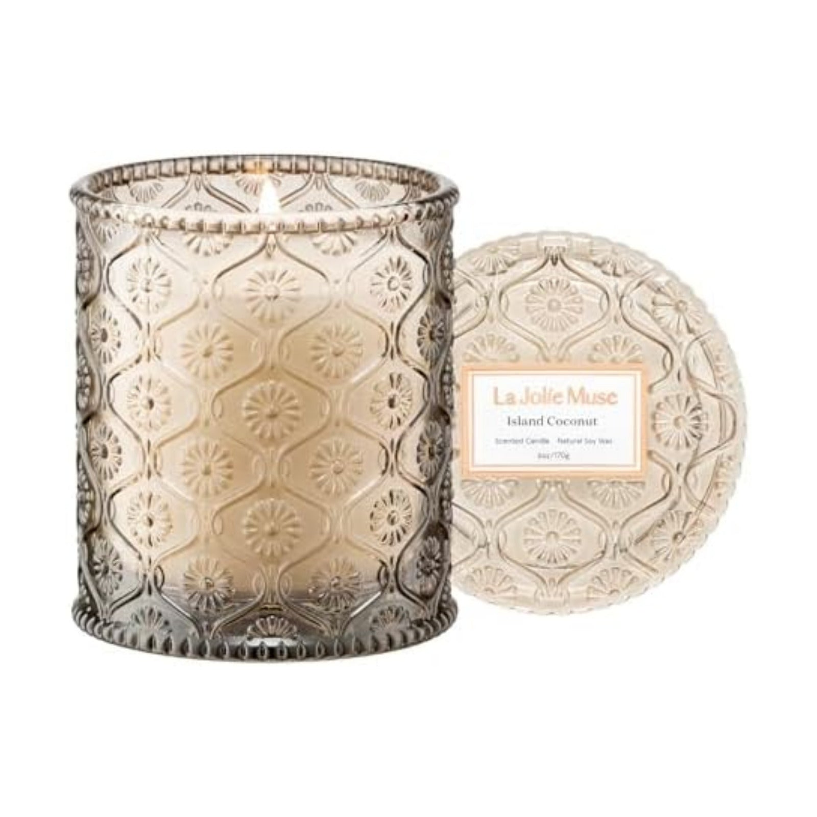 LA JOLIE MUSE Island Coconut Vanilla Scented Candles for Home, Soy, 40 Hrs
