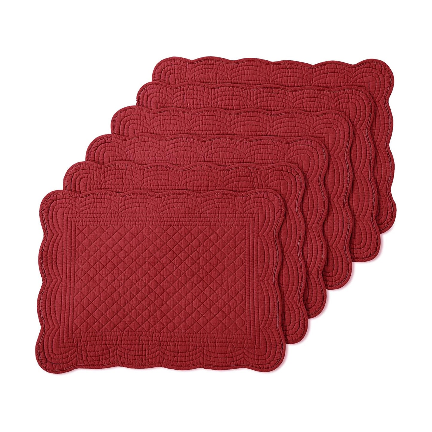 100% Cotton Quilted Placemats Set of 6,Washable Cloth Table Placemats for Kitchen & Dining Table