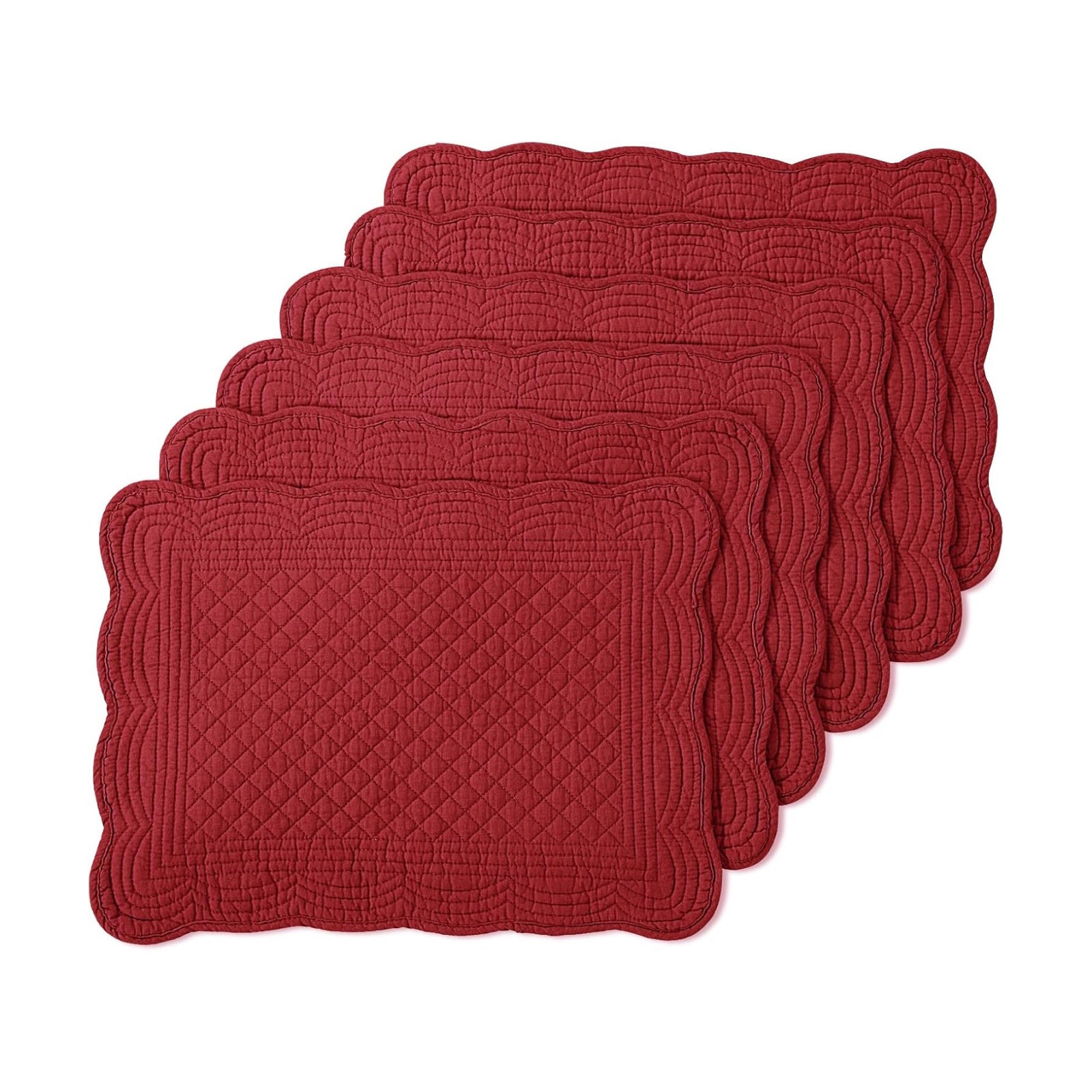 100% Cotton Quilted Placemats Set of 6,Washable Cloth Table Placemats for Kitchen & Dining Table