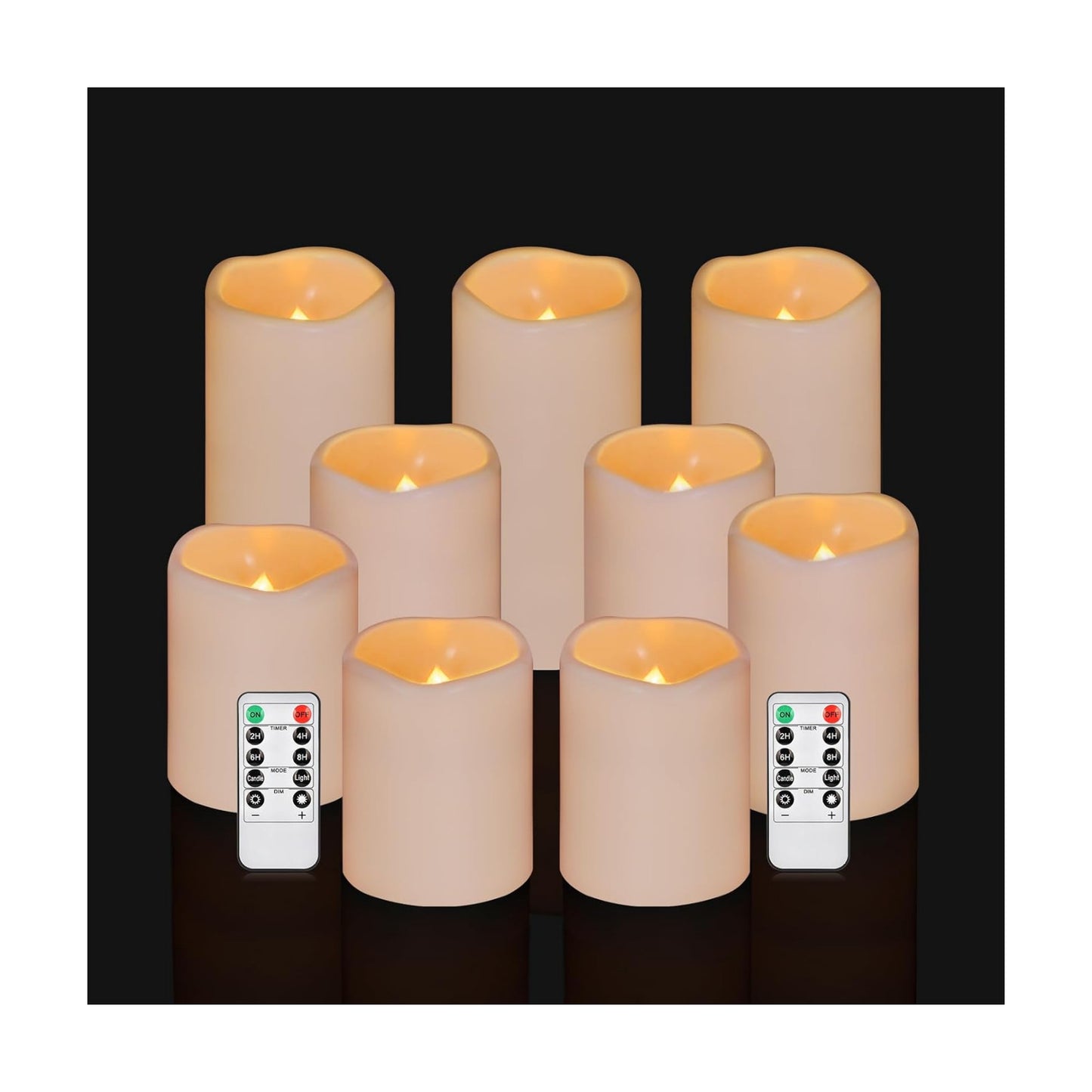Flameless Candles 4" 5" 6" Outdoor Indoor Pillars Battery Operated Flickering Candles Include 10-Key Remote Timer 400+