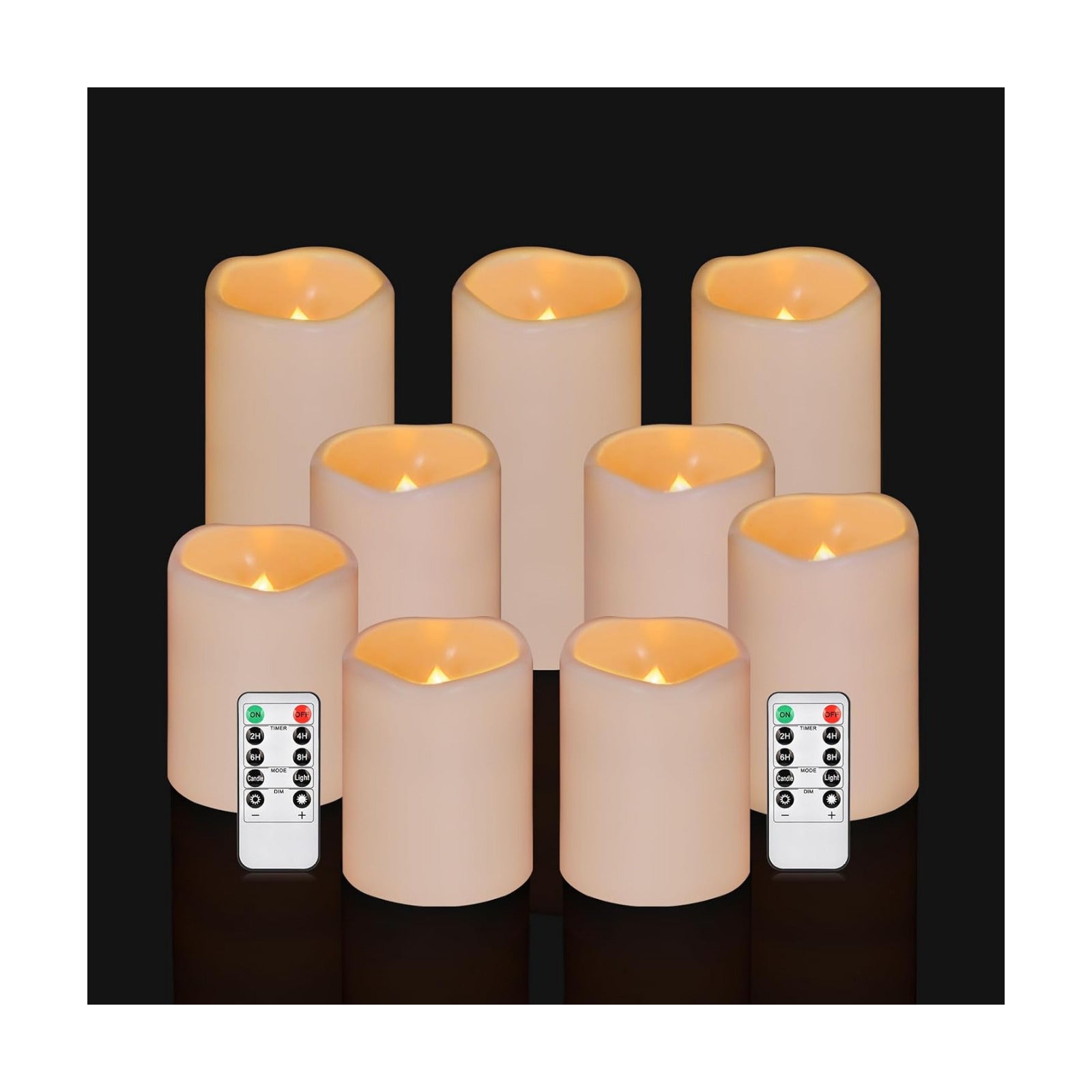 Flameless Candles 4" 5" 6" Outdoor Indoor Pillars Battery Operated Flickering Candles Include 10-Key Remote Timer 400+