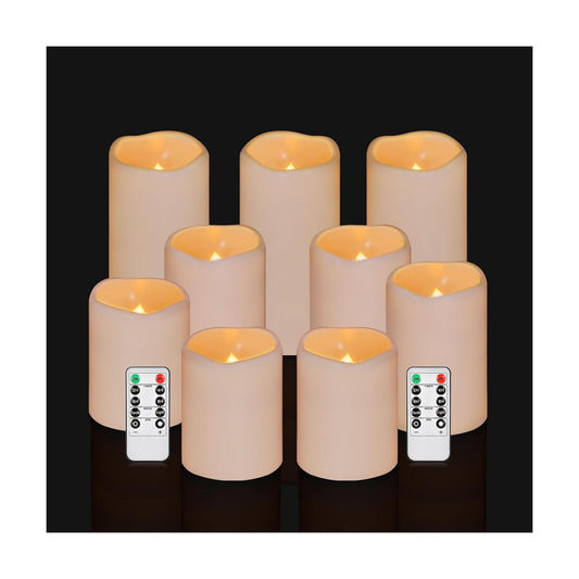 Flameless Candles 4" 5" 6" Outdoor Indoor Pillars Battery Operated Flickering Candles Include 10-Key Remote Timer 400+