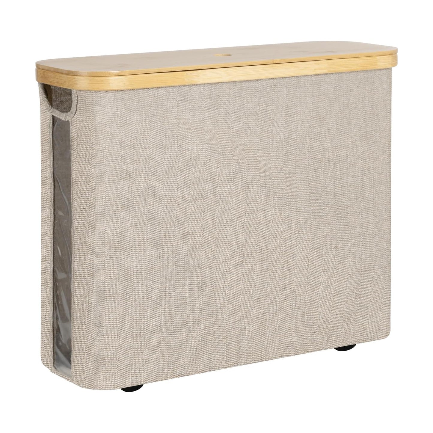 StorageWorks Toilet Paper Storage Basket with Bamboo Lid & Window | See Rolls at a Glance with Clear Window, Holds 12