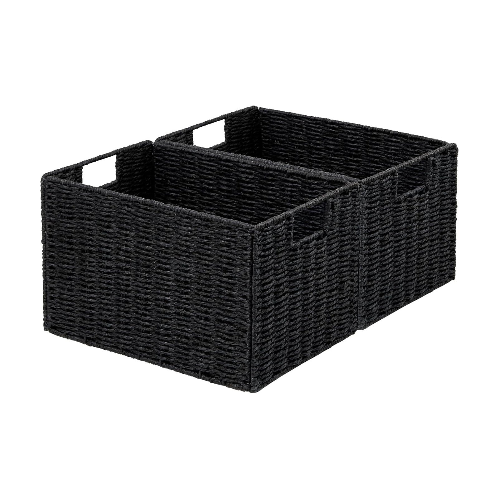 Wicker Storage Basket / Black / 15.2"D x 10"W x 8.6"H / Set of 2