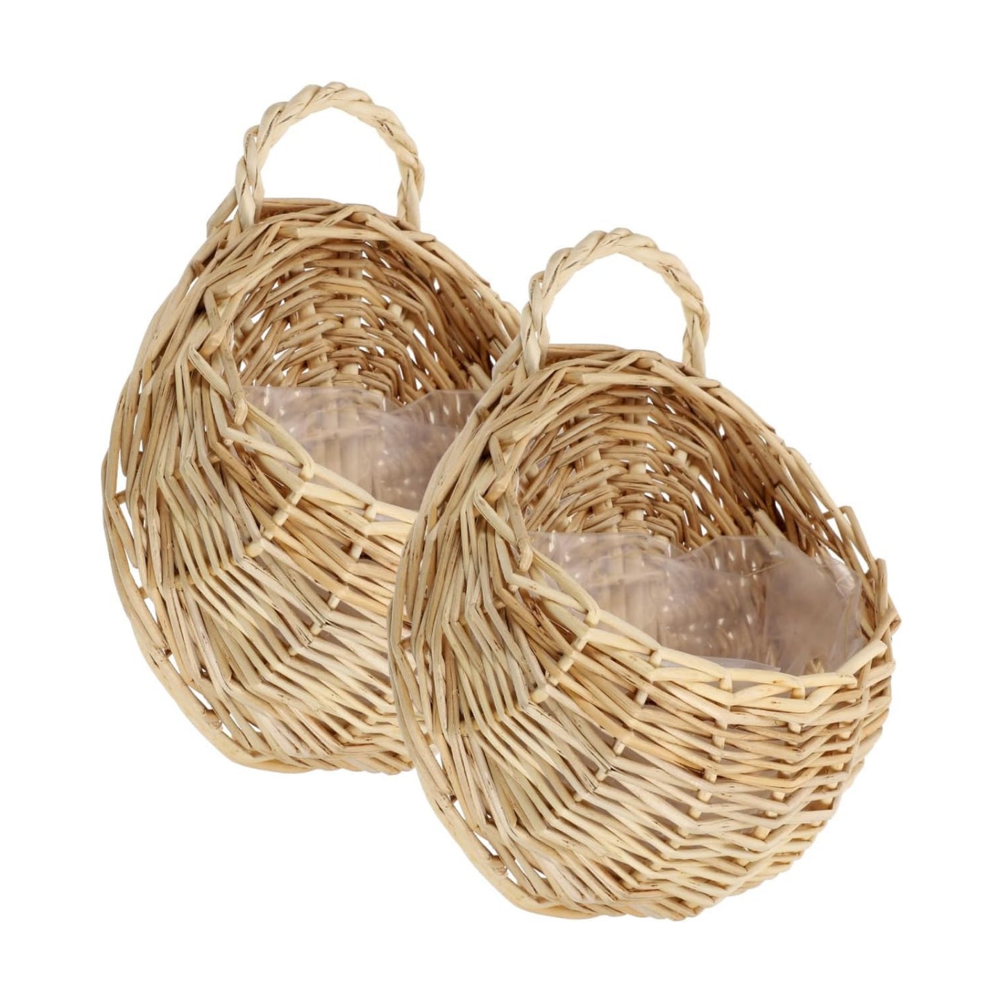 Rattan Woven Hanging Basket Wall Planter / 9 x 7 x 3.5