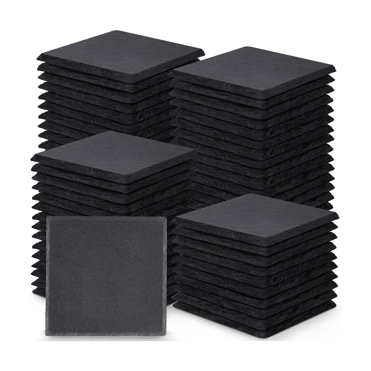 Black Coasters Stone Coaster Set / Black Stone / 4 Inch / Set of 72