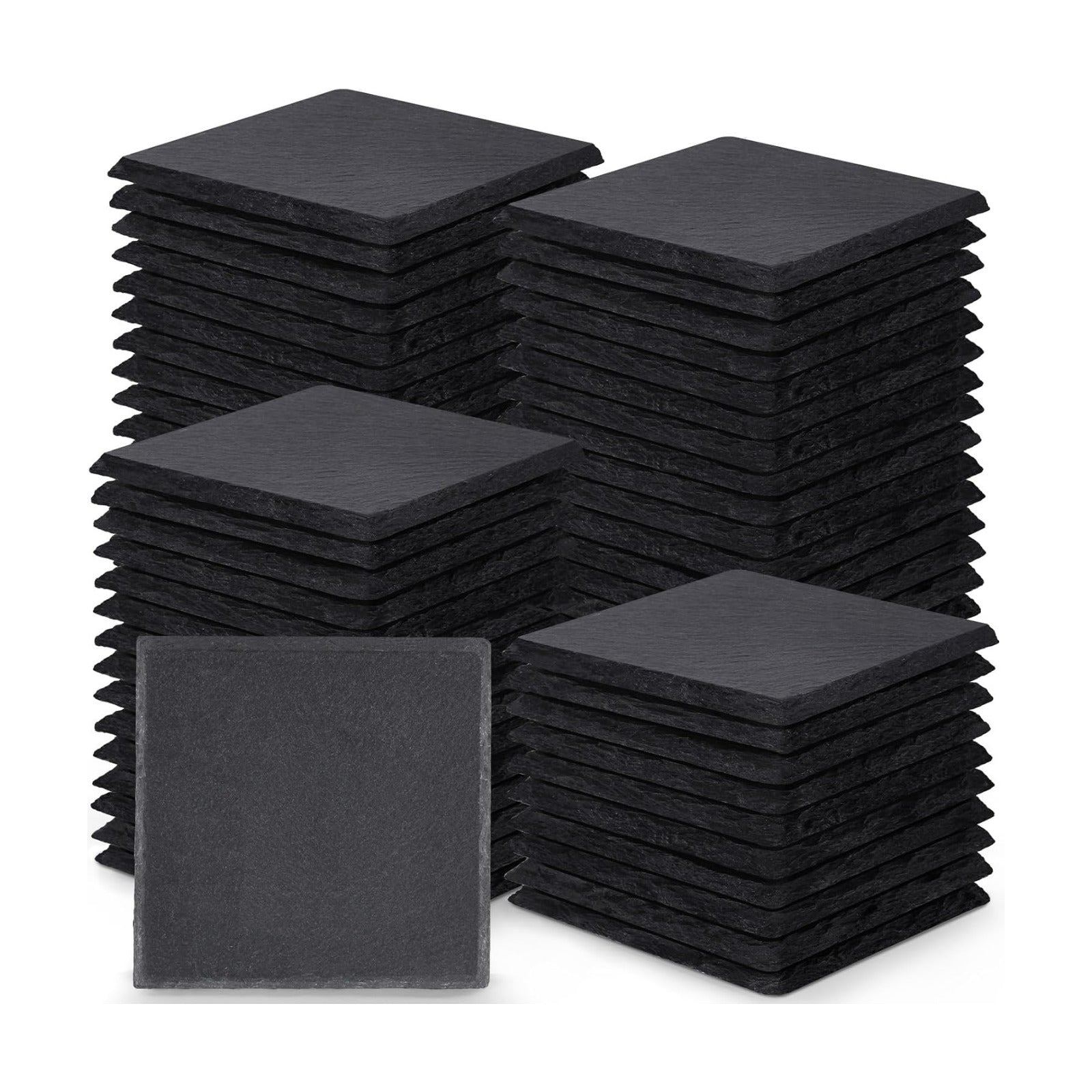 Black Coasters Stone Coaster Set / Black Stone / 4 Inch / Set of 72