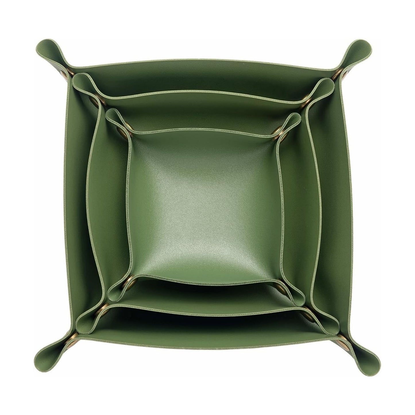 3 packs PU Leather Tray in 3 Sizes Jewelry Tray Glossy Leather Desk Organizer / Avocado Green