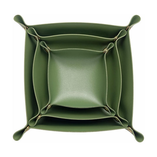3 packs PU Leather Tray in 3 Sizes Jewelry Tray Glossy Leather Desk Organizer / Avocado Green