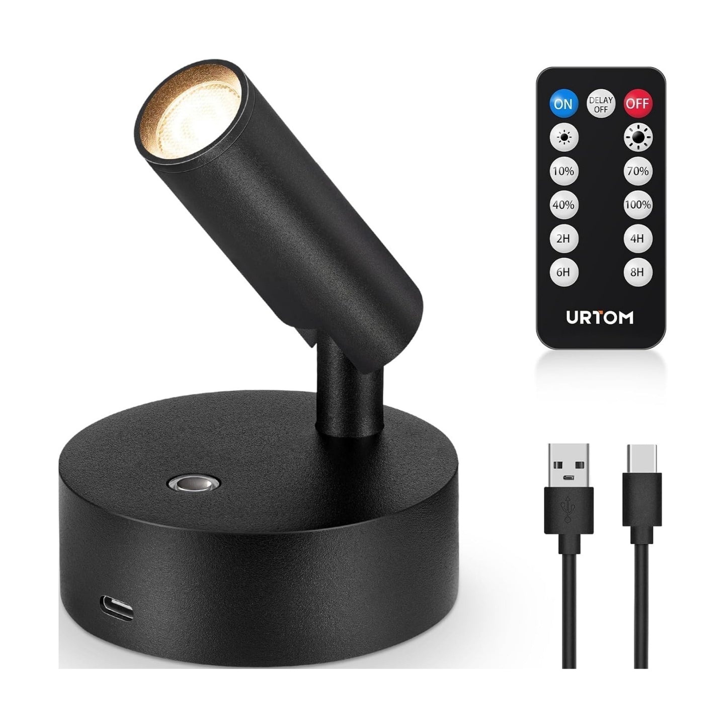 URTOM Spot Lights Indoor with Remote Rechargeable Picture Light Battery Operated Spotlight with Timer Dimmable Wireless