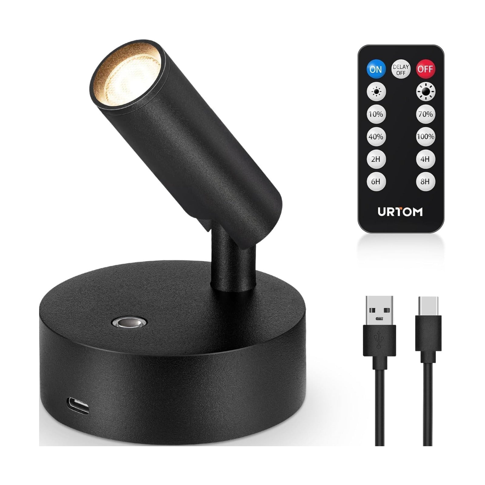 URTOM Spot Lights Indoor with Remote Rechargeable Picture Light Battery Operated Spotlight with Timer Dimmable Wireless