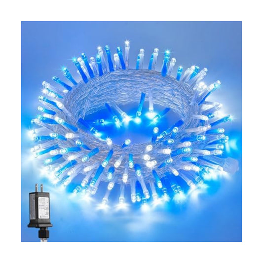 JMEXSUSS Blue and White String Lights Indoor, 200 LED Classroom Lights